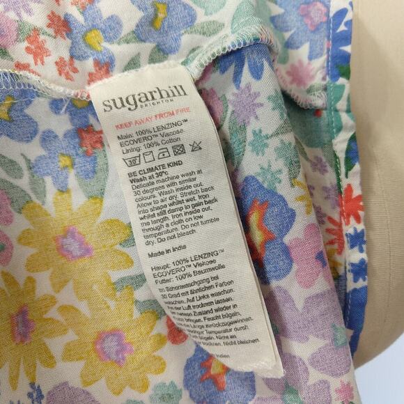 Sugarhill Brighton Floral Print Wrap Midi Dress Size 6 V Neck Short Sleeve White - Picture 10 of 10